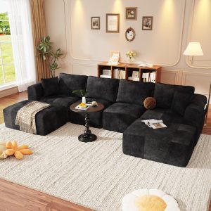 ChVans 140" U-Shaped Sectional Sofa with Convertible Left