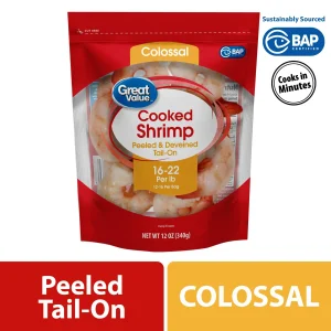 Great Value Frozen Cooked Colossal, Peeled & Deveined Tail-on Shrimp