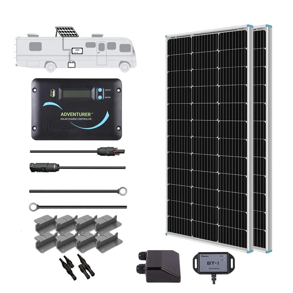 Renogy RV Solar Panel Kit, 200W 12V Monocrystalline Solar Panel with Adventurer 30A LCD PWM Charge Controller