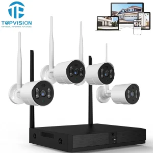 TOPVISION 4Pcs Wireless 1080P 8CH 3MP Surveillance Cameras with Color Night Vision